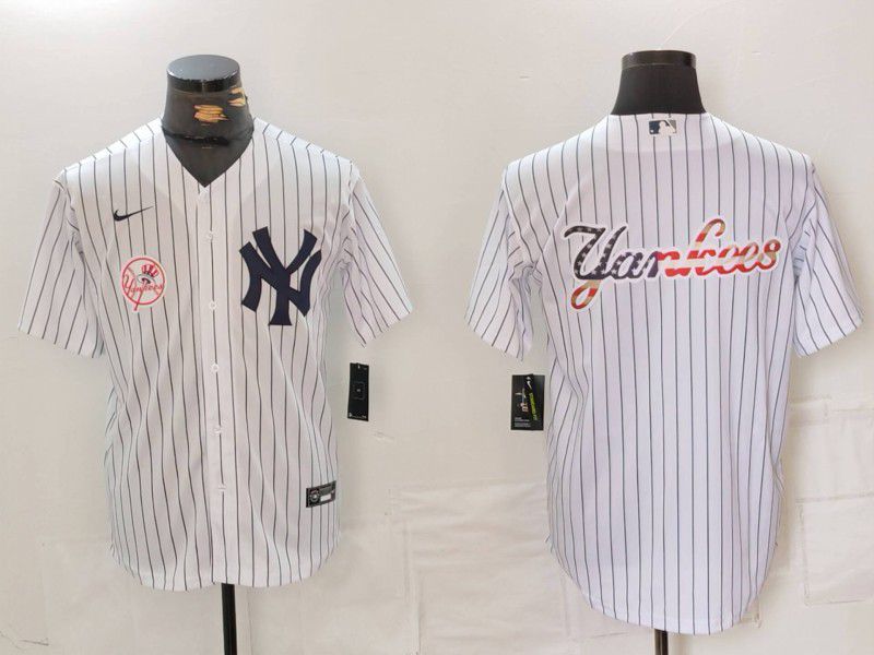 Men New York Yankees Blank White Stripe Game 2024 Nike MLB Jersey style 4